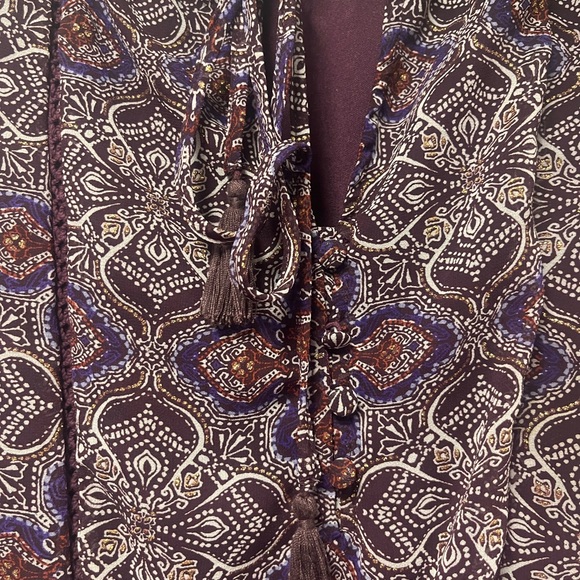 ⏰LAST CHANCE⏰ Blue Rain Purple and White Sundress with Bishop Sleeves - Picture 9 of 10